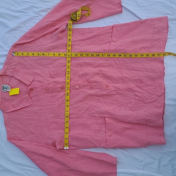 Pink linen button shacket shirt jacket collar medium - Picture 5 of 9